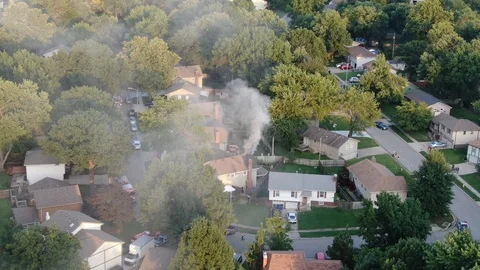 House fire being put out Stock Footage 114750778
