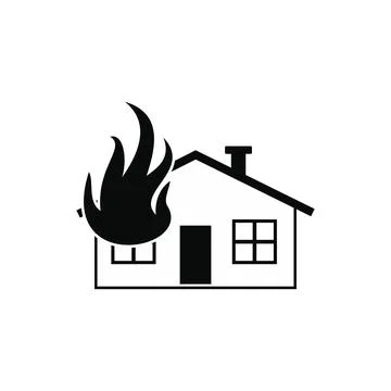 House on fire black simple icon Ilustración de archivo