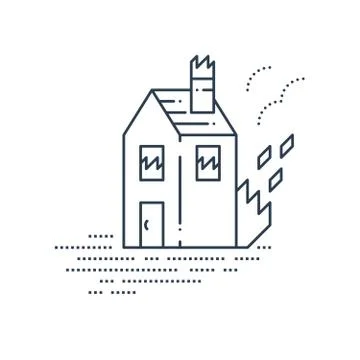 House on fire, burning building Stock Illustration