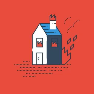 House on fire, burning building Ilustración de archivo