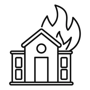 House on fire burning building insurance claim icon Ilustración de archivo