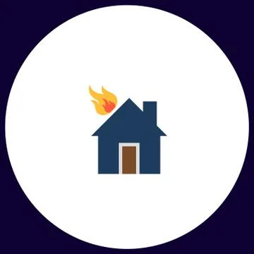 House fire computer symbol Stock Illustration