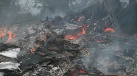 House Fire Debris Low Angle Stock Footage 44902129