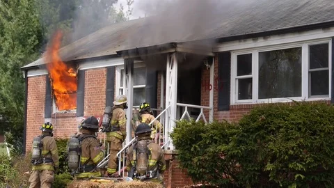 House fire doused from inside HD 動画素材 94772425