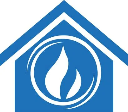 House, fire, flame, water drop, water, plumber, logo, icon Stock Illustration