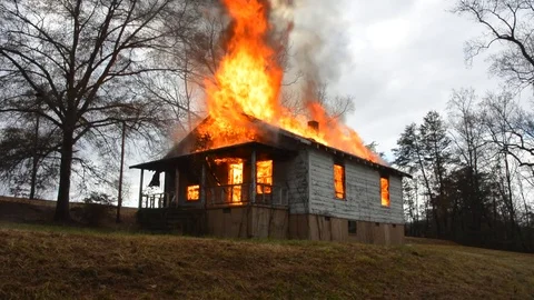 House on Fire Stock Footage 71088481