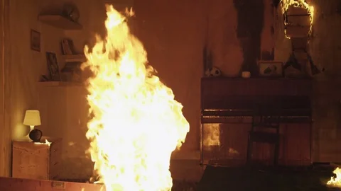 A house is on fire Stock Footage