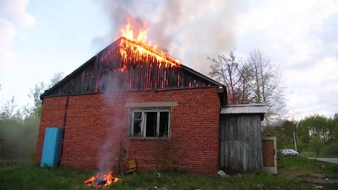 House on fire Stock Footage 75730875
