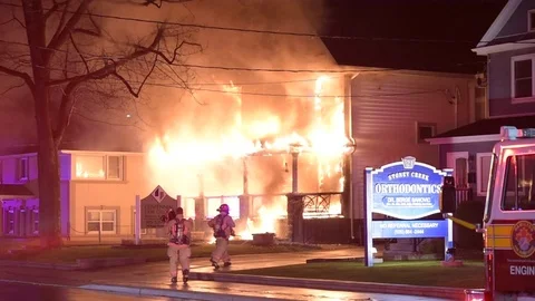 House Fire Heavy Flames 1 Stock Footage 74635404