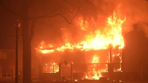 House Fire Heavy Flames  2 Stock Footage 74635405