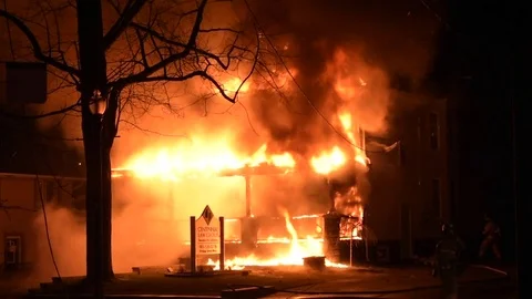 House Fire Heavy Flames 3 Stock Footage 74635417