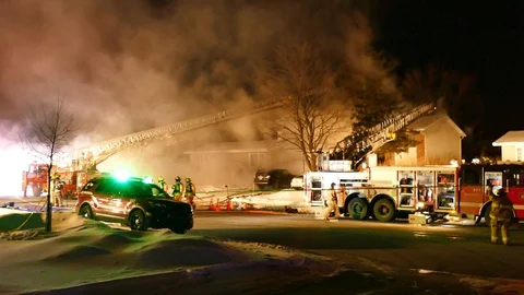 House fire with heavy smoke Stock Footage 125417241