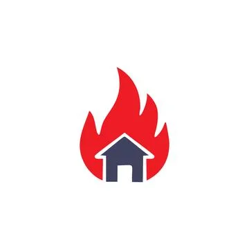 House fire icon symbol design. A simple icon design featuring a house engul.. Stock Illustration