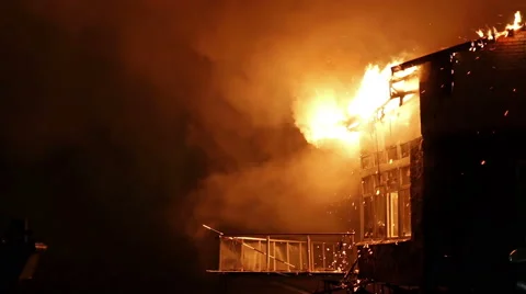House on fire. Inferno conflagration. Stock Footage 58231406