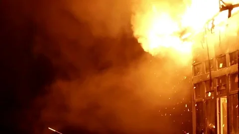 House on fire. Inferno conflagration. Stock Footage 69951362