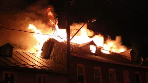House fire with intense flame Stock Footage 42852006