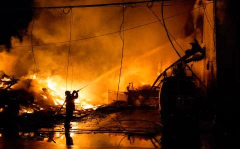 House fire with intense flame Stock Photos