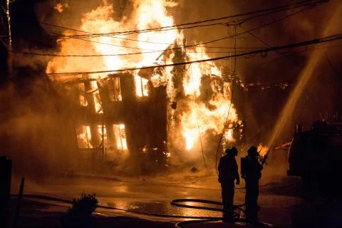 House fire with intense flame Stock Photos