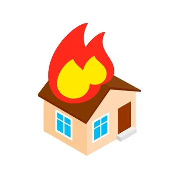 House on fire isometric 3d icon Ilustración de archivo