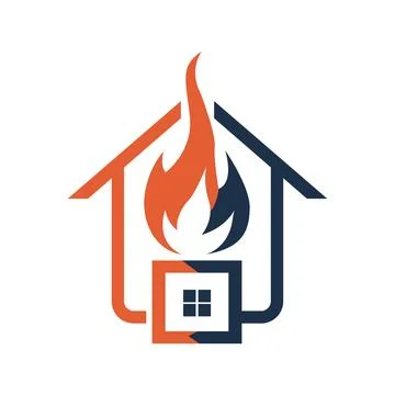 House with fire logo design concept vector art and illustration Stock Illustration