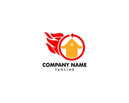 House Fire Logo Design Illustration Stock Illustration