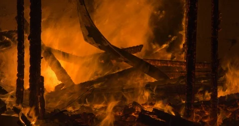 House on Fire Mid Shot 2 Stock Footage 88343151