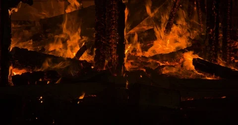 House on Fire Mid Shot 3 Stock Footage 88342660