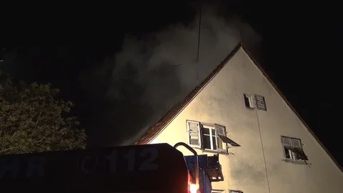 House Fire at night in Germany 스톡 동영상 101288400