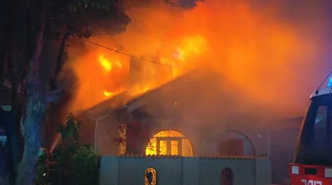 House Fire, Rescue &amp; Building Collapse PT3 Stock Footage 10837892