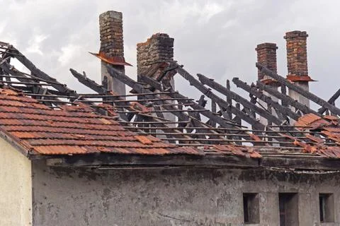 House fire roof Foto stock