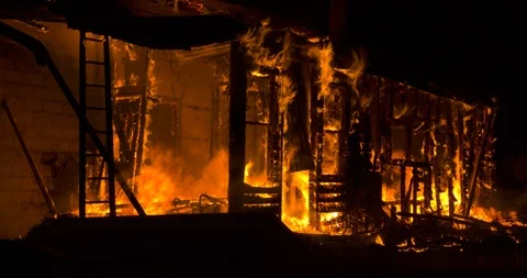 House on Fire Wide 3 Stock Footage 88344048