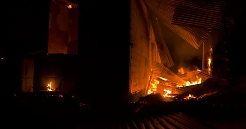 House on Fire Wide Stock Footage 88344508