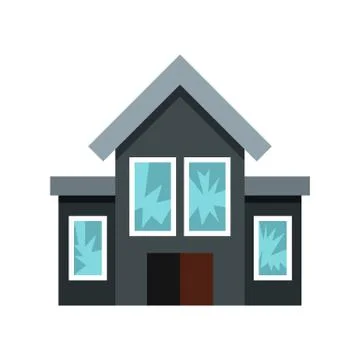 House fired at windows icon, flat style Ilustración de archivo
