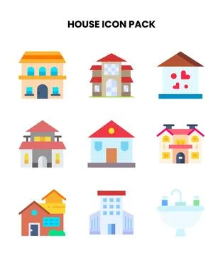 House Flat Collection Icons Pack Ilustración de archivo