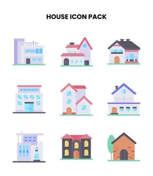 House Flat Design Icons Pack Stock Illustration