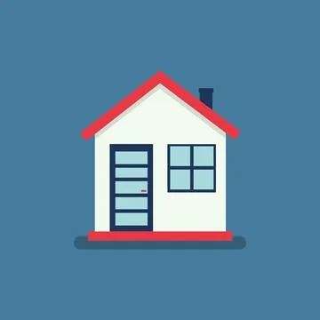 House flat icon. Flat style vector illustration on blue background. Stock Illustration