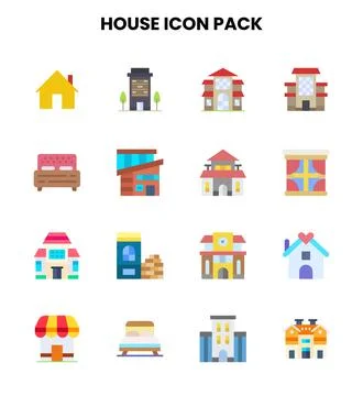 House Flat UI Icons Pack Stock Illustration