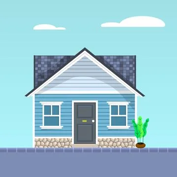 House flat vector icon. Home with vinyl siding panel and asphalt shingles. Stock-Illustration