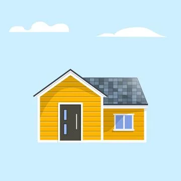 House flat vector icon. Home with vinyl siding panel and asphalt shingles Stock Illustration