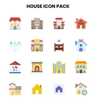 House Flat Vector Icons Pack Stock Illustration