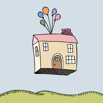 House floating away Stock Illustration