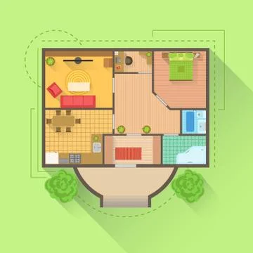 House Floor Interior Design Project View From Above Stock Illustration