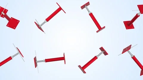 House Floor Jacks Falling on a Light Blue Background. Lifting Jacks 3D. 4K Video stock 312207867