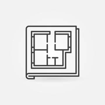 House Floor Plan Documents linear vector concept icon Stock Illustration