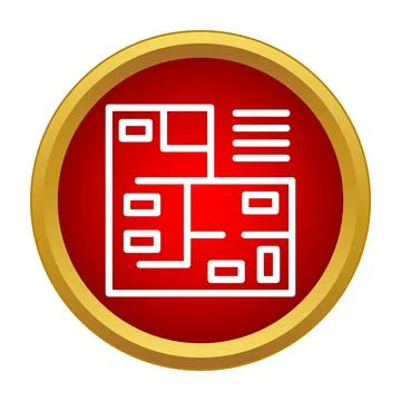 House floor plan outline icon in red circle Stock Illustration