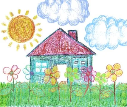 House in a Flower Field Stock Illustration
