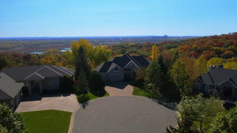 House flyover into river valley Stock Footage 219131391