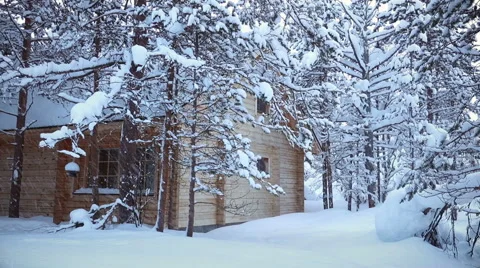 House in the Forest and Snowfall. Seamless Loop Stock Footage 68607653