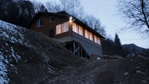 House in the forest Stock Footage 122851018