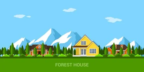 House in the forest Stock Illustration